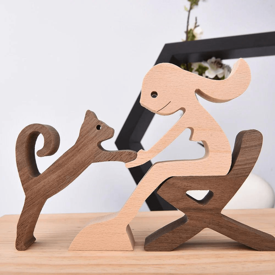 Figurine personnalisée en bois - Passion félin