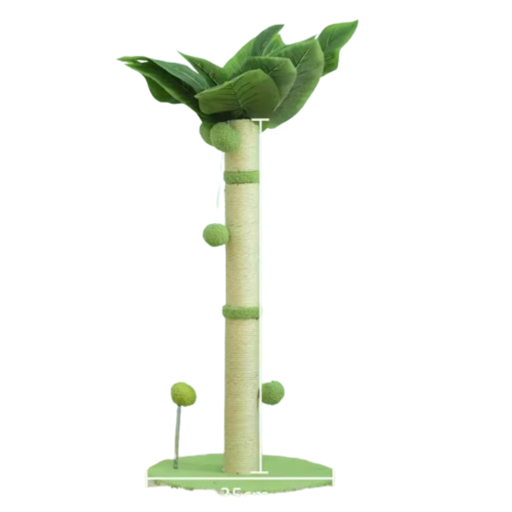 Coconut Rope Cat Tree | Durable Scratch Post | Compact Design | Solid Wood Base | Natural Look