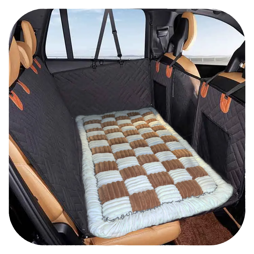 Dog Backseat Protector | Waterproof Car Mat with Hard Bottom | Full Coverage Seat Extender | Safe Travel for Pets