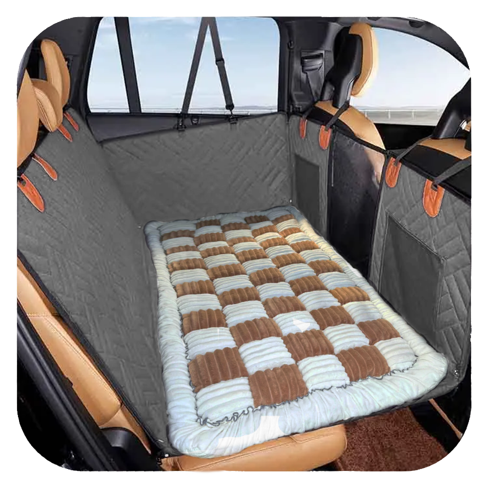 Dog Backseat Protector | Waterproof Car Mat with Hard Bottom | Full Coverage Seat Extender | Safe Travel for Pets
