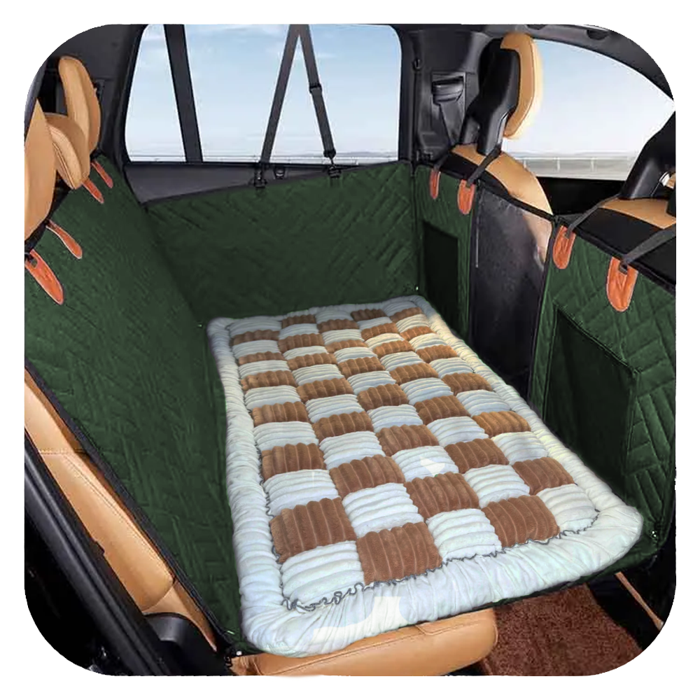 Dog Backseat Protector | Waterproof Car Mat with Hard Bottom | Full Coverage Seat Extender | Safe Travel for Pets