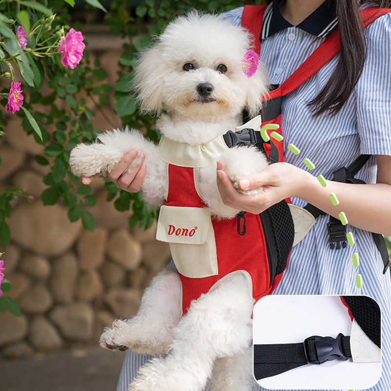 Pet carried in canvas carrier