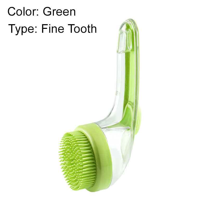 Green pet bath brush, fine teeth