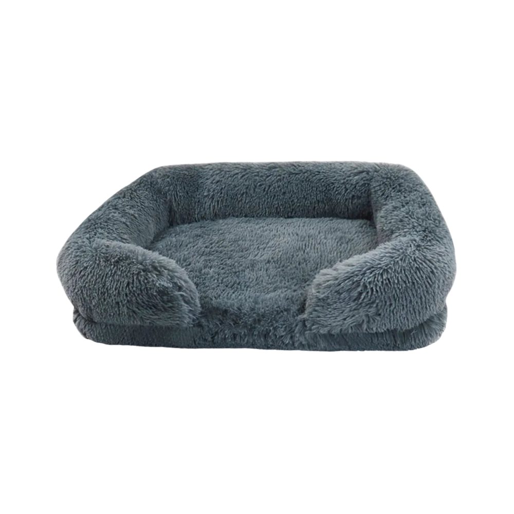 Plush Calming Dog Bed with Non-Slip Base and Removable Cover
