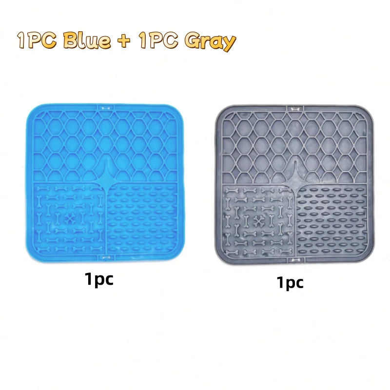 Blue and grey lick mats