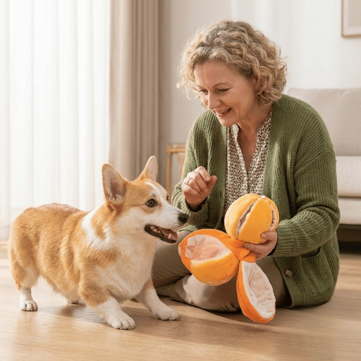 Folded plush snuffle toy
