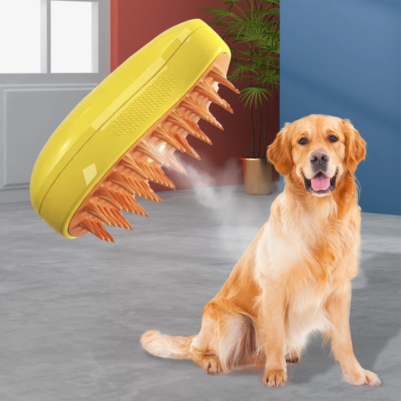 Pet steam brush in yellow