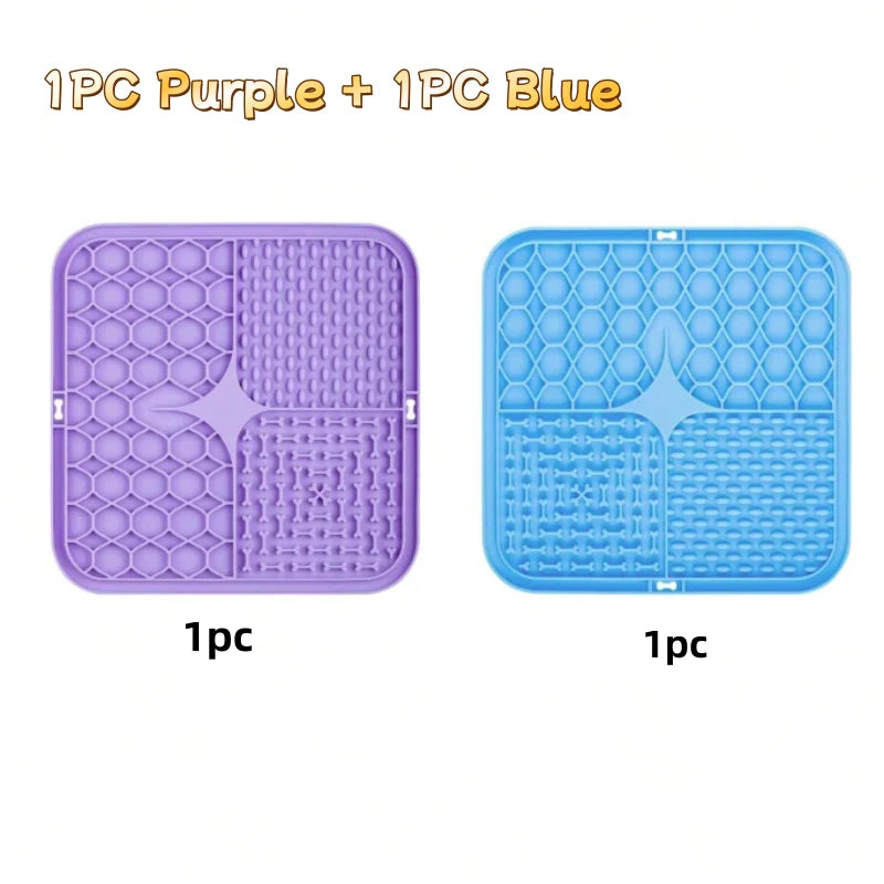 Purple and blue lick mats