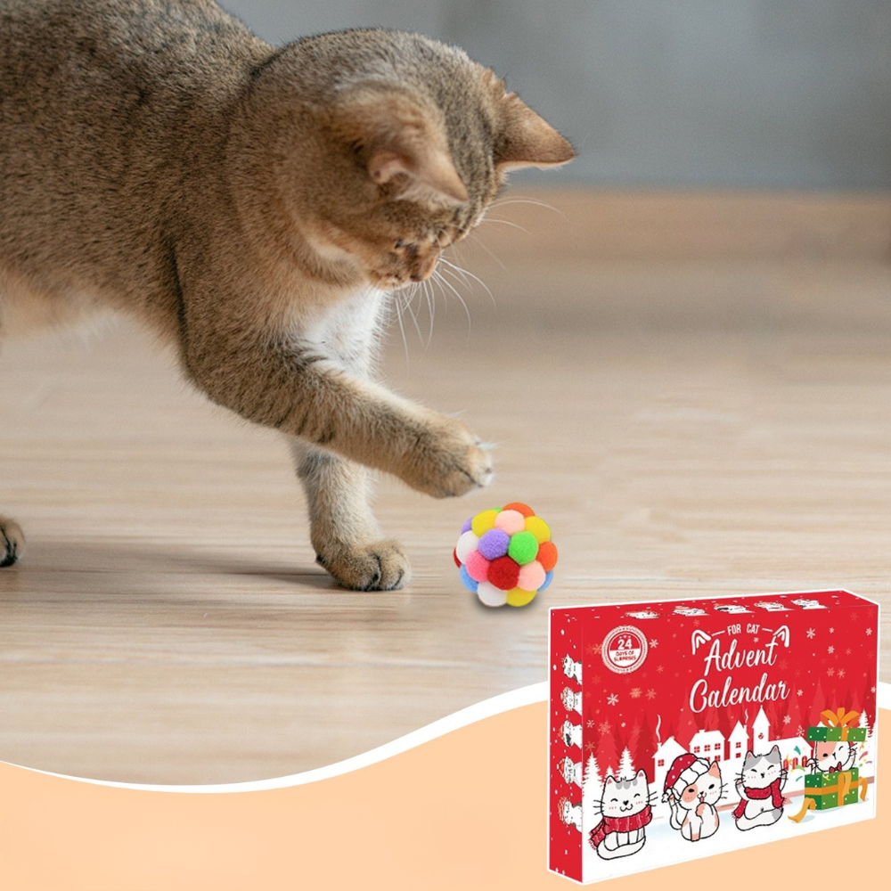 24-Day Cat Advent Calendar - Interactive Holiday Toy Set for Cats