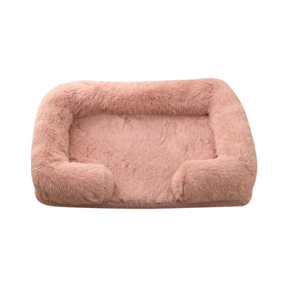 Plush Calming Dog Bed with Non-Slip Base and Removable Cover