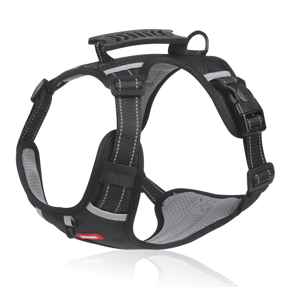 Black padded no-pull dog harness