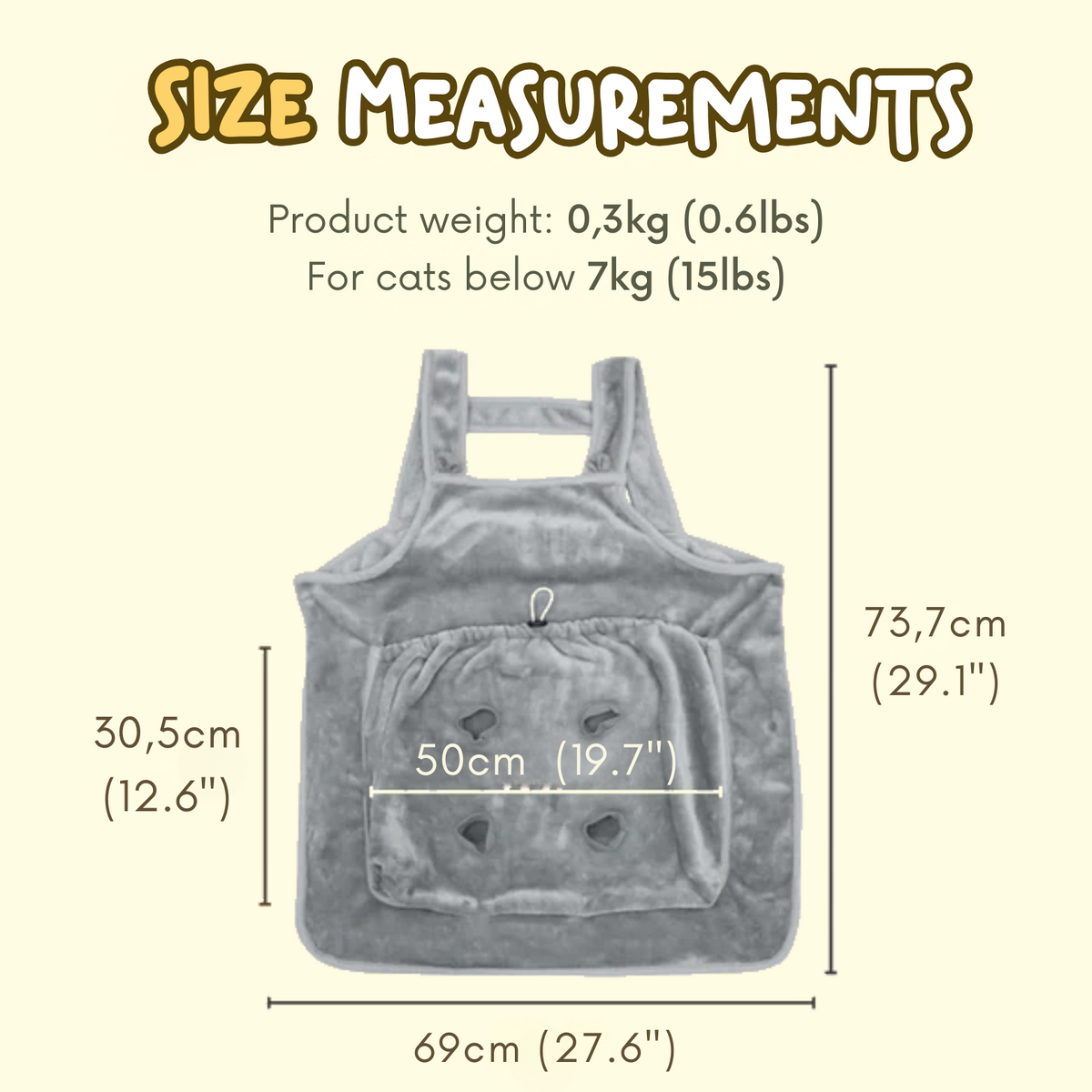 Cat grooming apron with 4 paw holes