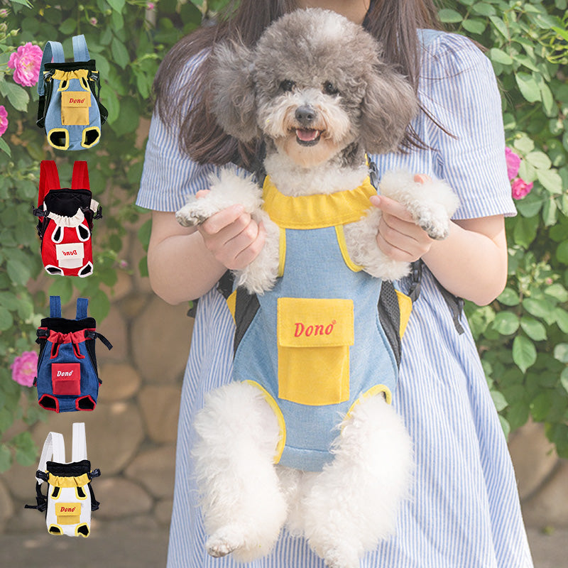 Canvas pet carrier with small dog