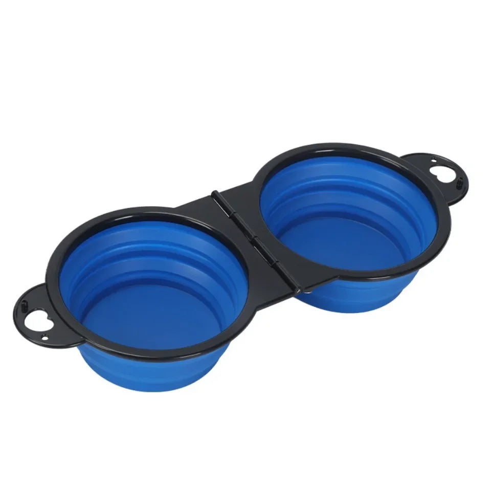 Travel double bowl in blue