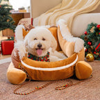 Dog resting in sleigh bed