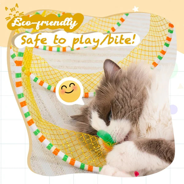 Cat biting hanging toy