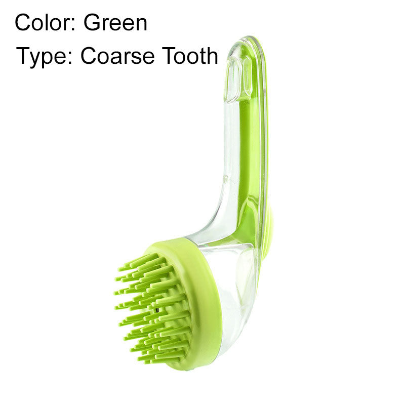 Green pet bath brush, dense teeth