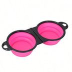 Travel double bowl in pink