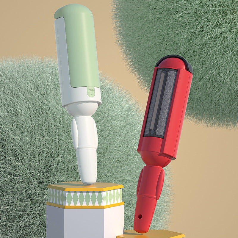 Green and red pet hair rollers