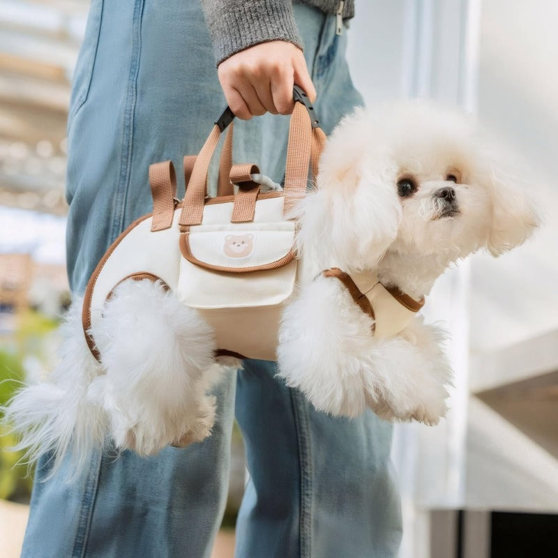 Hands-free dog carrier in brown