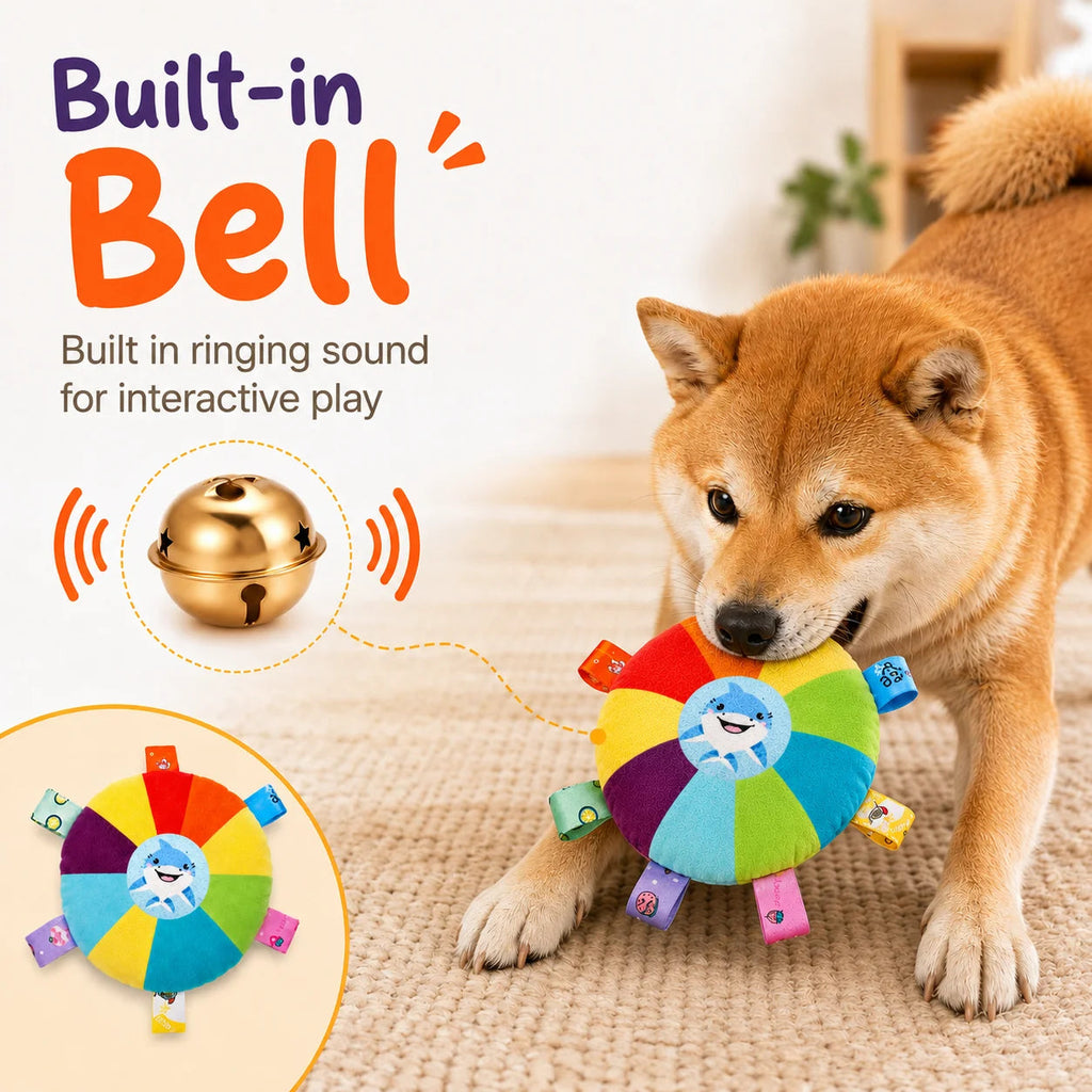 Built-in squeaker inside plush frisbee