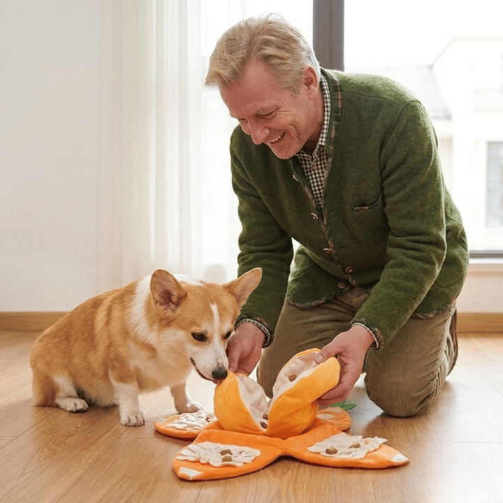 Snuffle toy opened with treat pockets