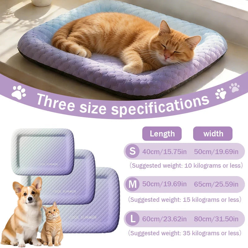 Cat resting on cooling mat