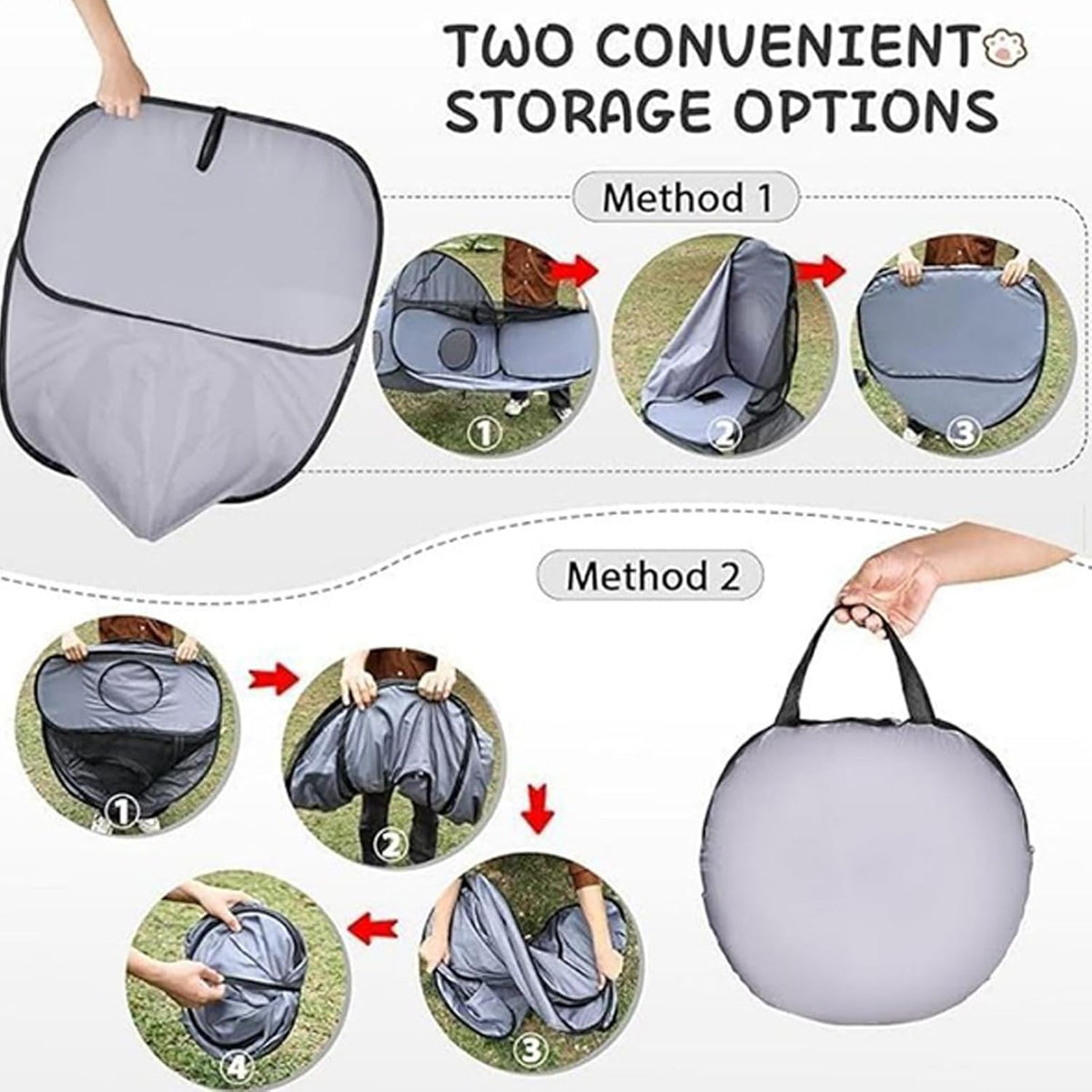 Two ways to set up the cat tent