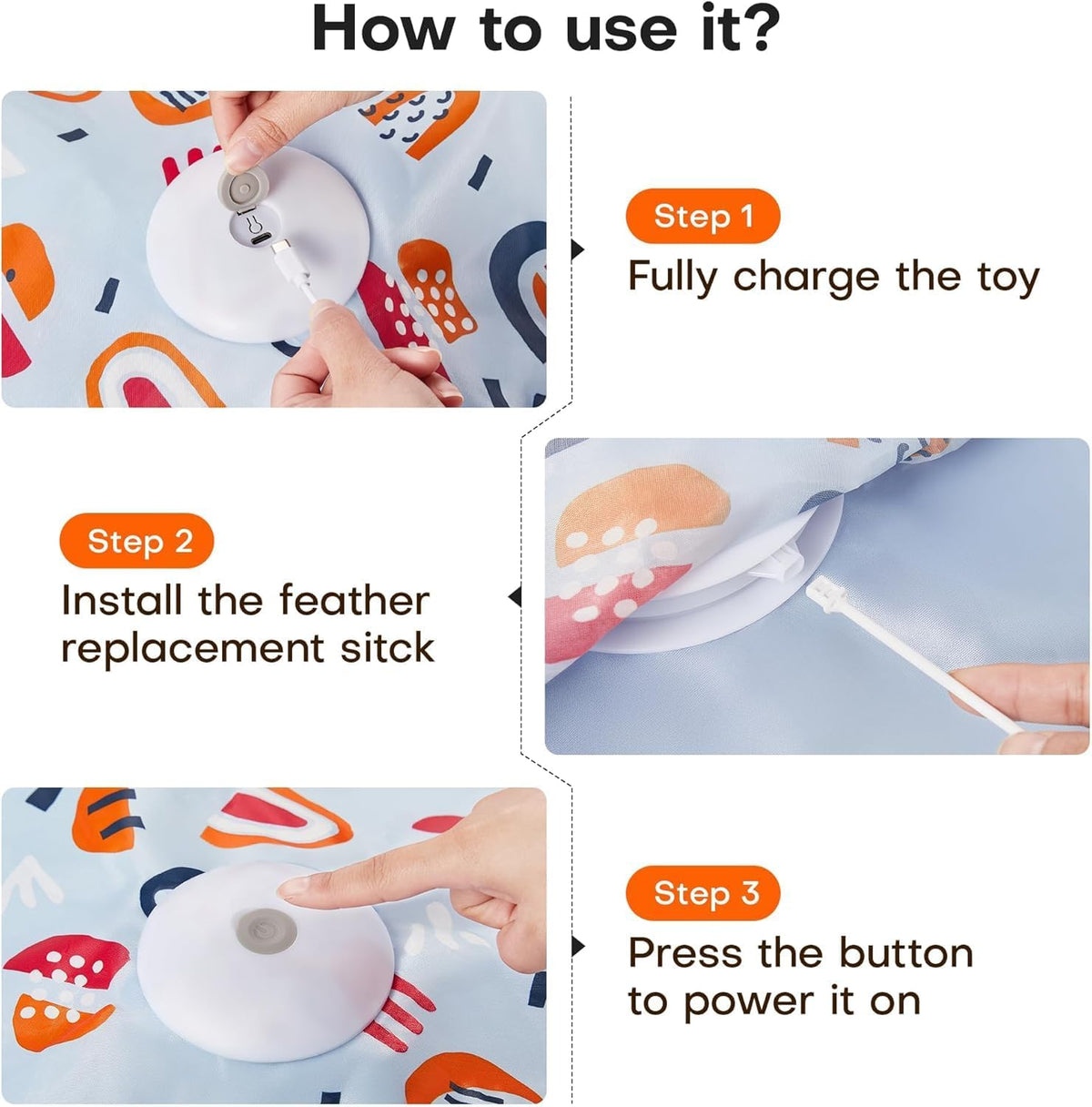 How to use the feather cat toy
