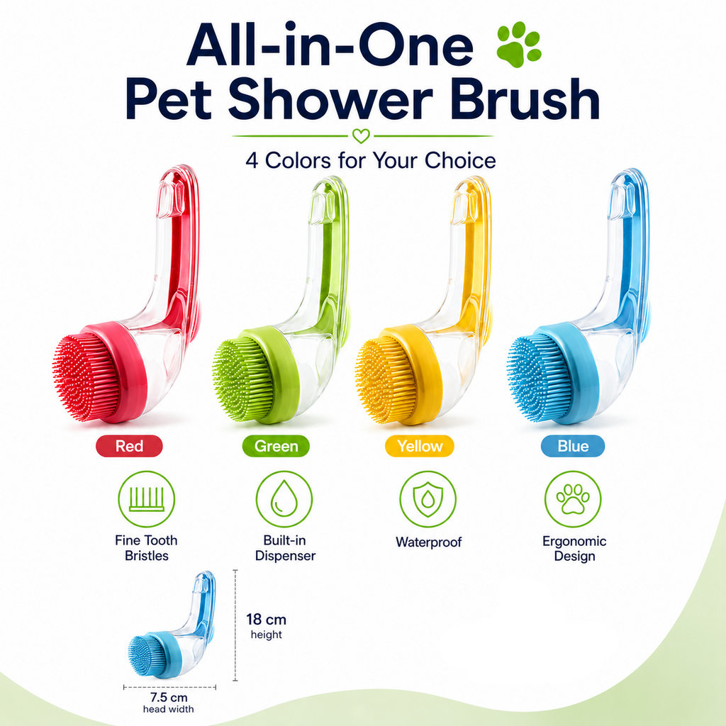 Pet shower brush colour options
