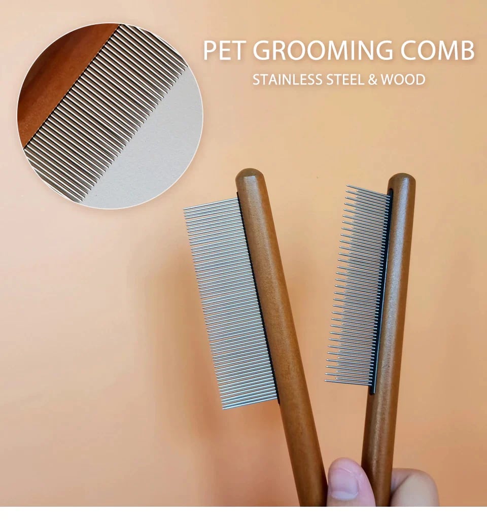 Pet grooming comb with rounded tips