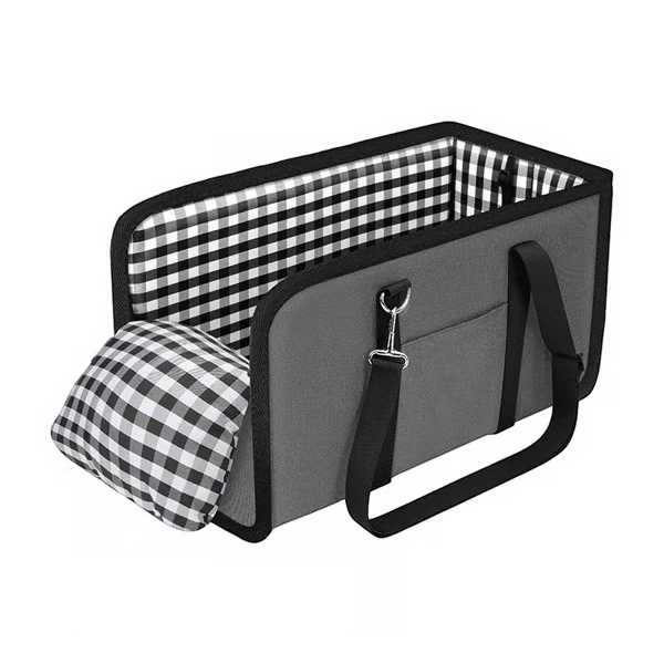 Grey dog car seat