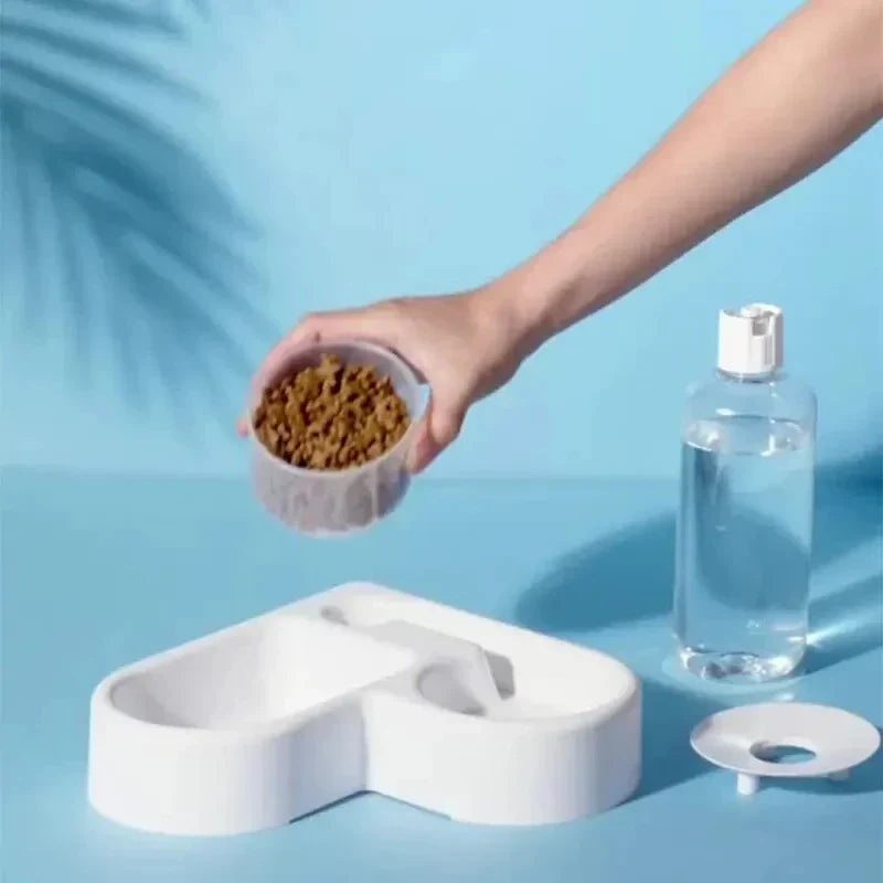 Pet bowl with water bottle refill