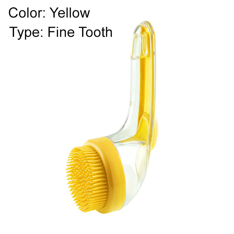 Yellow pet bath brush, fine tooth