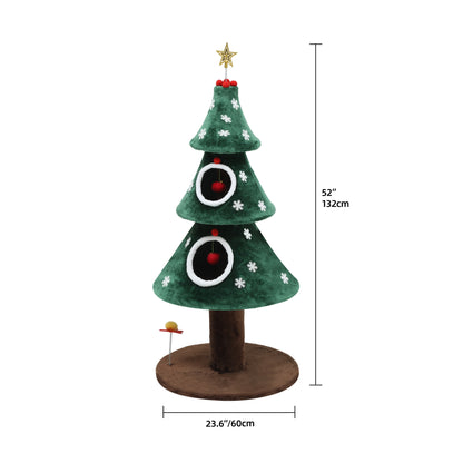 Christmas Cat Tree – 2-Tier Cat Tower with Teaser Toy, Kitten Activity Center, Holiday Cat Furniture
