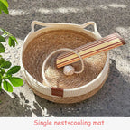 Woven bed with cooling mat