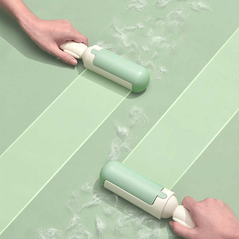 Pet hair roller in use