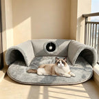 Cat cave bed in a living room