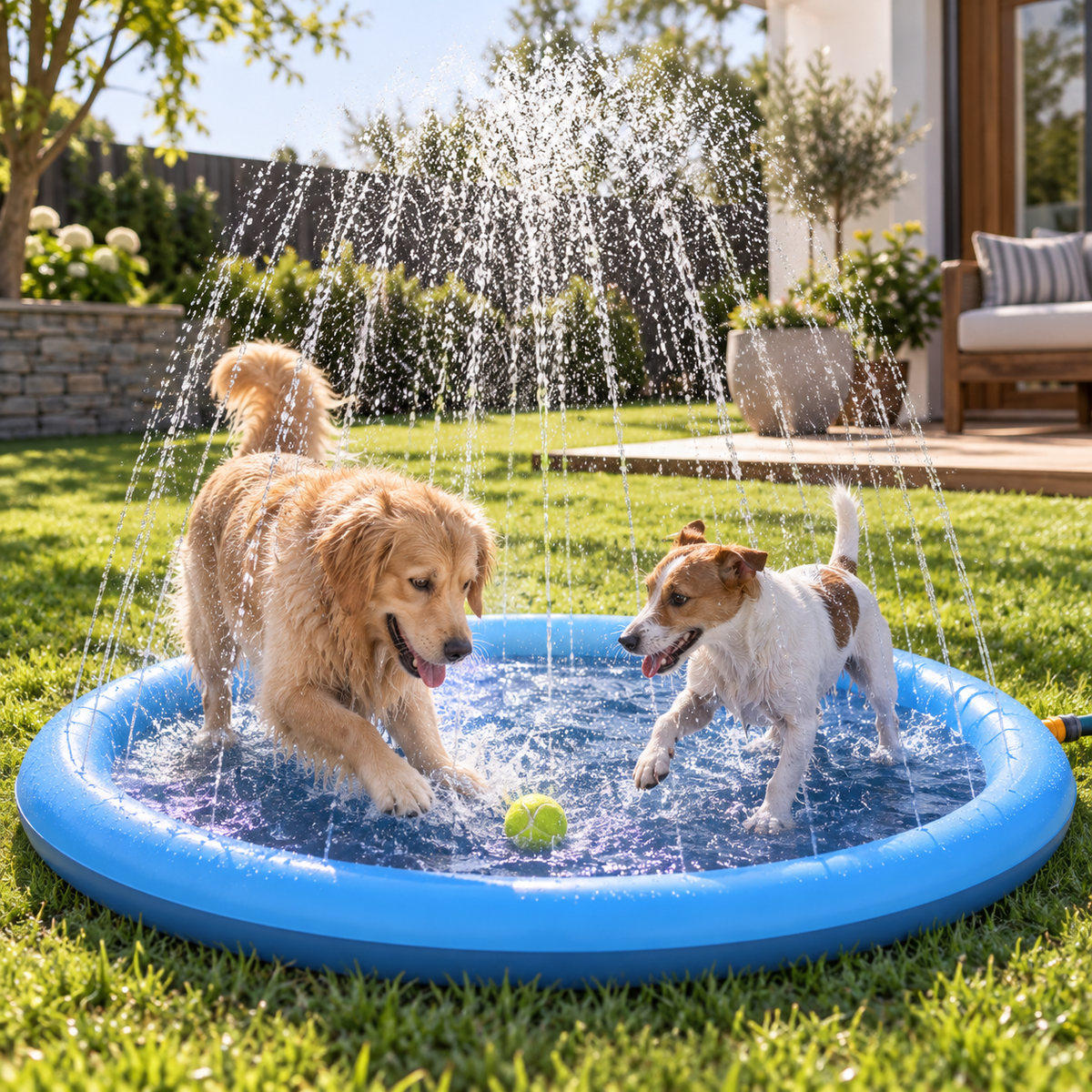Dog Splash Pad | Heavy-Duty PVC | Outdoor Water Play Mat | 170 cm