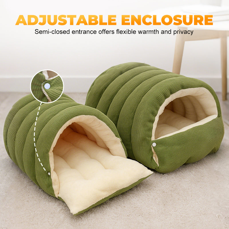 Semi-closed entrance of pet cave bed