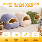 Plush pet cave bed features