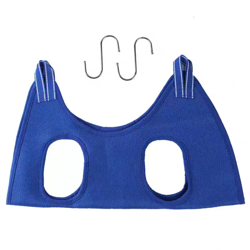 Blue pet grooming hammock