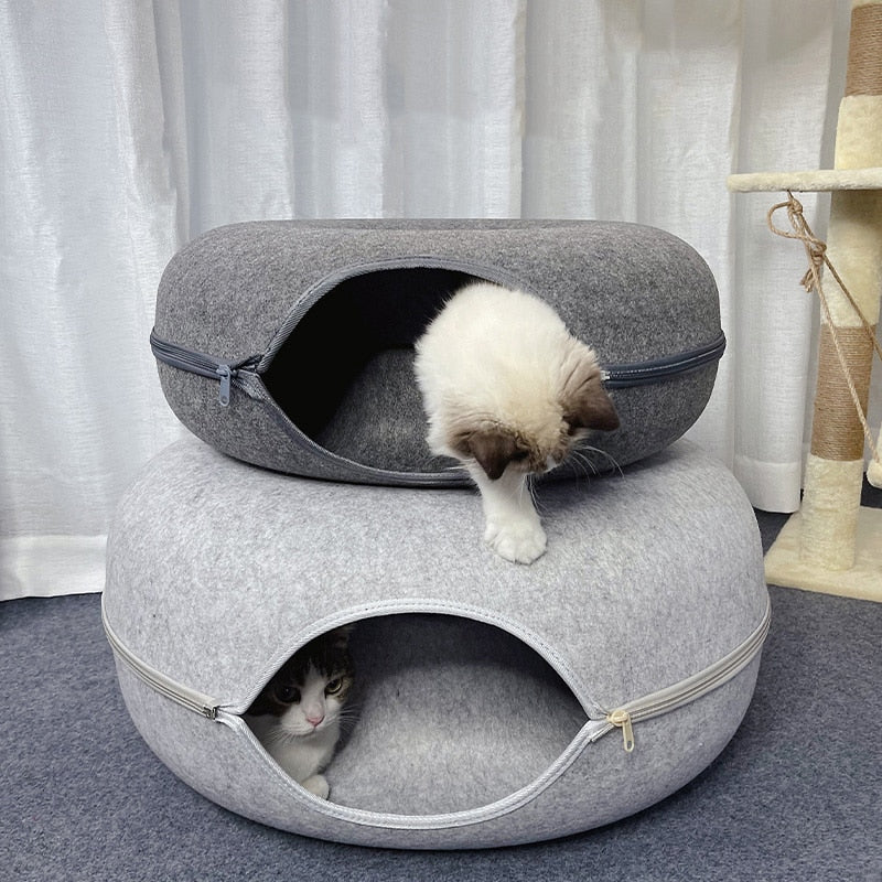 Donut-shaped cat cave