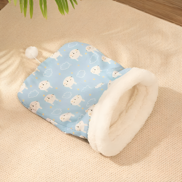 Semi-enclosed pet sleeping sack