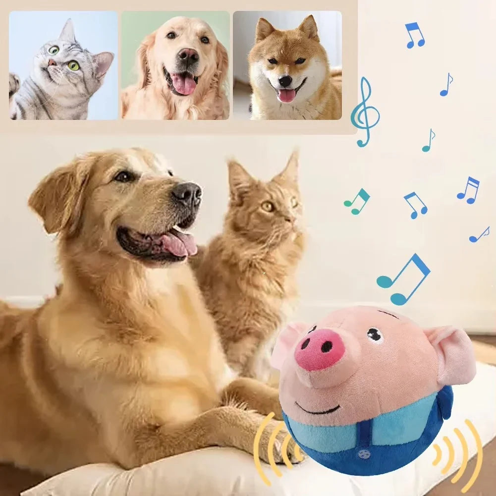 Interactive bouncing plush dog toy