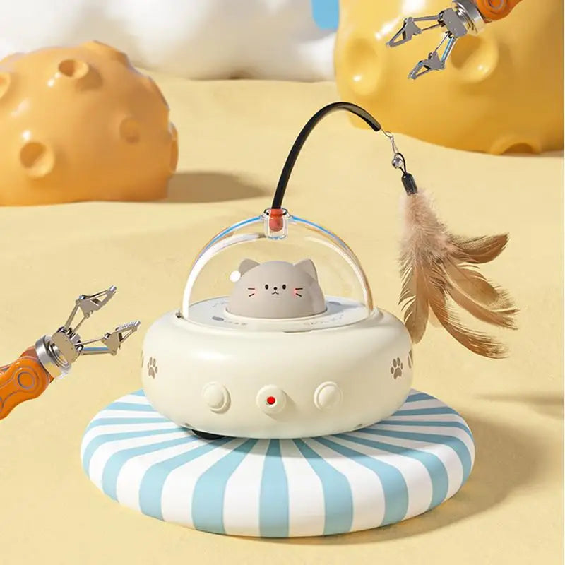 Cat chasing automatic feather toy
