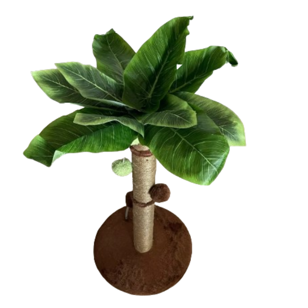 Coconut Rope Cat Tree | Durable Scratch Post | Compact Design | Solid Wood Base | Natural Look