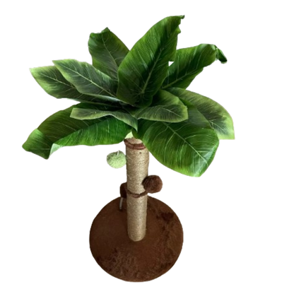 Coconut Rope Cat Tree | Durable Scratch Post | Compact Design | Solid Wood Base | Natural Look