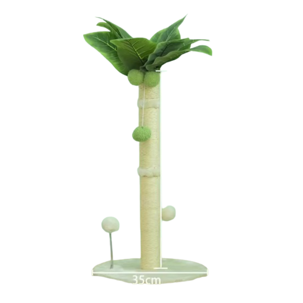 Coconut Rope Cat Tree | Durable Scratch Post | Compact Design | Solid Wood Base | Natural Look