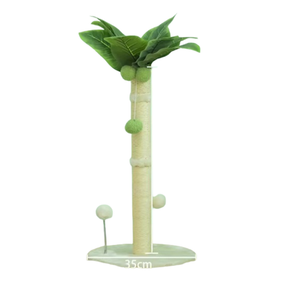 Coconut Rope Cat Tree | Durable Scratch Post | Compact Design | Solid Wood Base | Natural Look